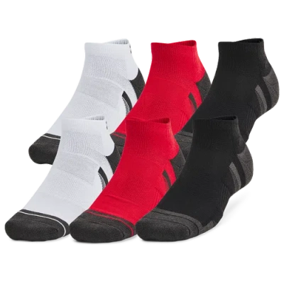 Under Armour Mens  Perf Tech 6 Pack Low Socks In Jet Gray/red/red
