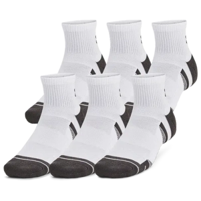 Under Armour Mens  Perf Tech 6 Pack Quarter Socks In White/white/jet Grey