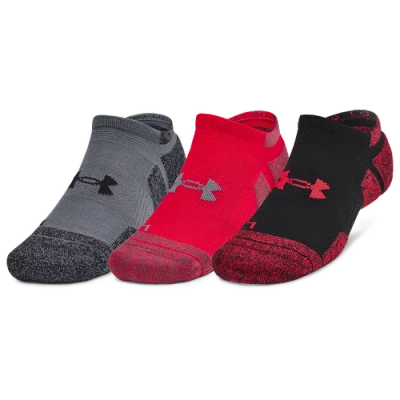 Under Armour Mens  Perf Tech Pro 3pk No Show In Castlerock/castlerock/red