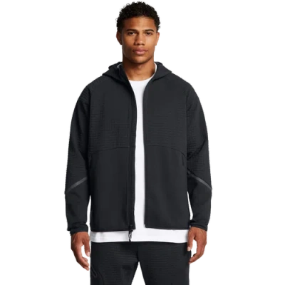 Under Armour Mens  Unstoppable Fleece Grid Full-zip In Black/black