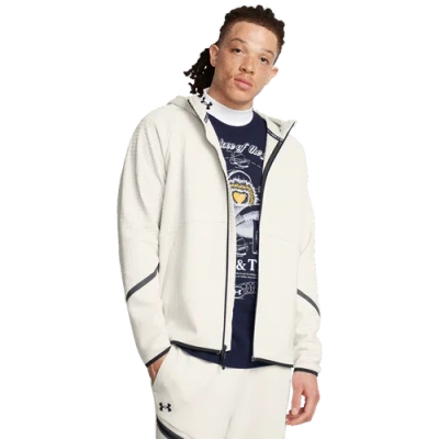 Under Armour Mens  Unstoppable Fleece Grid Full-zip In Summit White/black