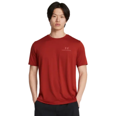 Under Armour Red Boston Red Sox Playoff Outline Left Chest Performance Polo In Earthen Orange/earthen Orange