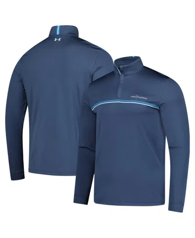 Under Armour Men's Blue The Players Drive Chest Stripe Quarter-zip Pullover Sweatshirt