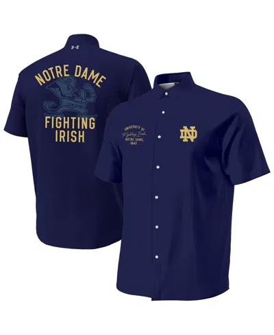 Under Armour Men'sâ Navy Notre Dame Fighting Irish Gameday Armourfuse Camp Button-up Shirt In Blue