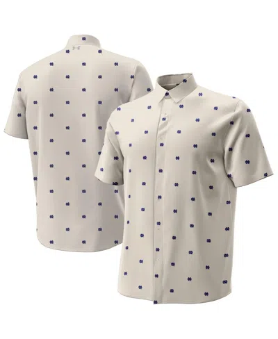 Under Armour Men'sâ Tan Notre Dame Fighting Irish Gameday Armourfuse Camp Button-up Shirt In White