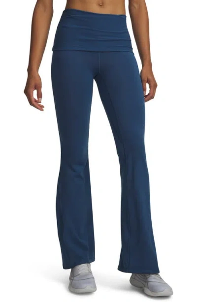 Under Armour Meridian Performance Rib Foldover Flare Pants In Blue