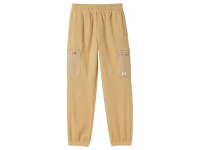 Under Armour Micro Fleece Cargo Pants (little Kid/big Kid) Boy's Workout Field Khaki : 4 Little Kid, Polyester In Brown