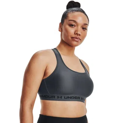 Under Armour Mid Crossback Sport Bra Women's Small Pitch Gray Pullover Erk700 In Black