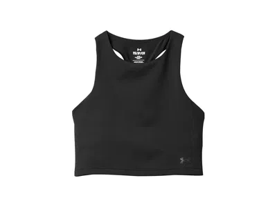 Under Armour Motion Crop Tank Top (big Kid) Girl's Clothing Black/jet Gray : Xs (7 Big Kid), Elastane/polyester