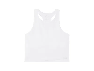 Under Armour Motion Crop Tank Top (big Kid) Girl's Clothing White/halo Gray : Lg (14-16 Big Kid), Elastane/polyes