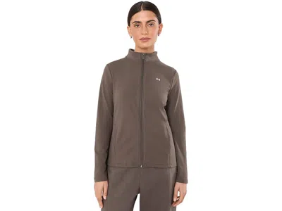 Under Armour Motion Full Zip Women's Sweatshirt Peppercorn/white: Sm (us 4-6), Polyester In Brown