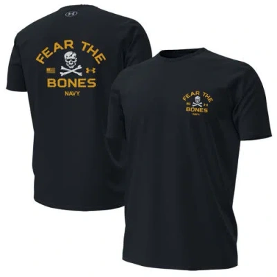 Under Armour Navy Navy Midshipmen 2024 Rivalry Fear The Bones Performance T-shirt In Black