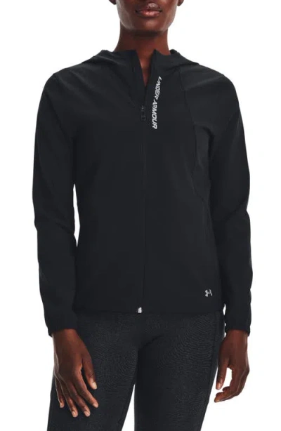 Under Armour Outrun The Storm Water Resistant Hooded Jacket In Black