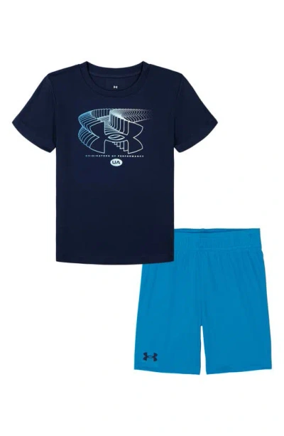 Under Armour Babies'  Performance Graphic T-shirt & Shorts Set In Midnight Navy