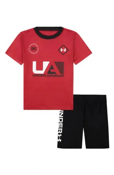 Under Armour Kids'  Performance Tech T-shirt & Mesh Shorts Set In Red