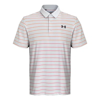 Under Armour Playoff 3.0 Stripe Polo Shirt 'grey Orange' In Gray