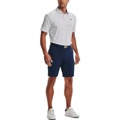 Under Armour Playoff Core Stripe Polo Shirt 'white Grey' In Gray