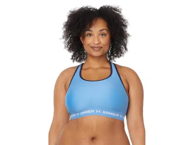 Under Armour Plus Size Crossback Mid Impact Bra In Blue
