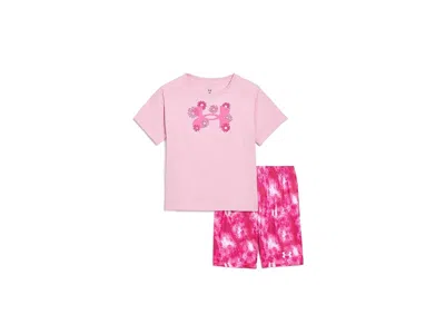 Under Armour Printed Bike Short Set (little Kid) Girl's Sets Prime Pink: 6x Little Kids
