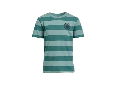 Under Armour Printed Stripe Short Sleeve (little Kid) Boy's Workout Serpentine : 6 Little Kid, Cotton/polyester In Green
