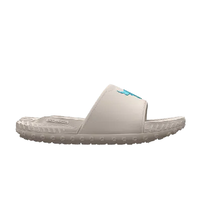 Pre-owned Under Armour Project Rock 3 Slide 'grey Matter Blue Surf'