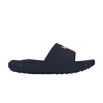 Pre-owned Under Armour Project Rock 3 Slide 'midnight Navy Flare Orange' In Blue