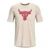 Under Armour Project Rock Brahma Bull Short Sleeve T-shirt 'beige Red' In Neutral