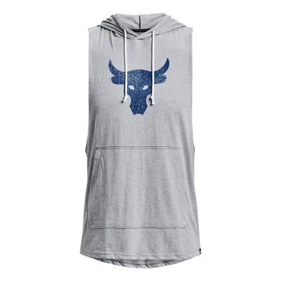 Under Armour Project Rock Bsr Bull Sleeveless Hoodie 'grey Blue' In Gray