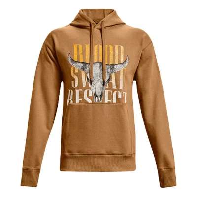 Under Armour Project Rock Graphic Hoodie 'yellow Tan' In Brown