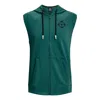 Under Armour Project Rock Heavyweight Terry Sleeveless Full-zip Hoodie 'green Teal'