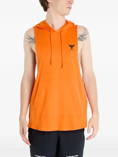 Under Armour Project Rock Hooded Top In Orange