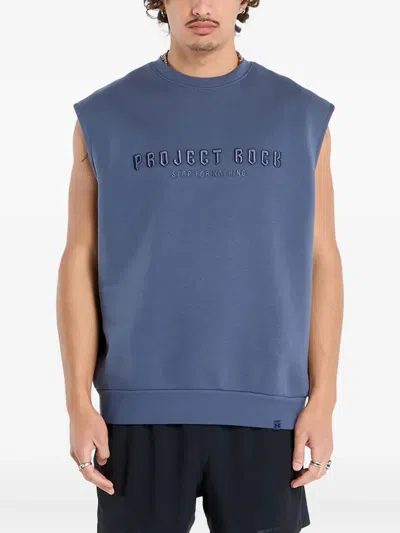 Under Armour Project Rock Icon Sleeveless Sweatshirt In Blue