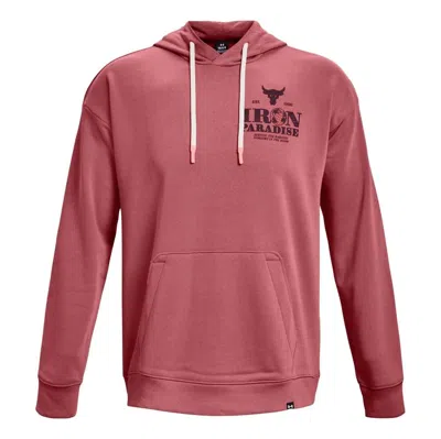 Under Armour Project Rock Iron Paradise Heavyweight Terry Hoodie 'beta Red' In Pink
