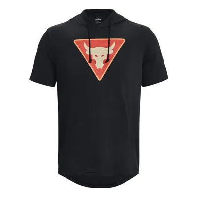 Under Armour Project Rock Terry Short Sleeve Hoodie 'black'