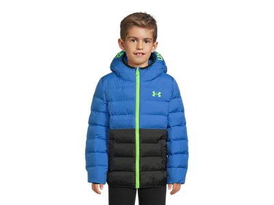Under Armour Pronto Colorblock Puffer Jacket (little Kid) Boy's Coat Blue Atlantis : 5 Little Kid, Polyester