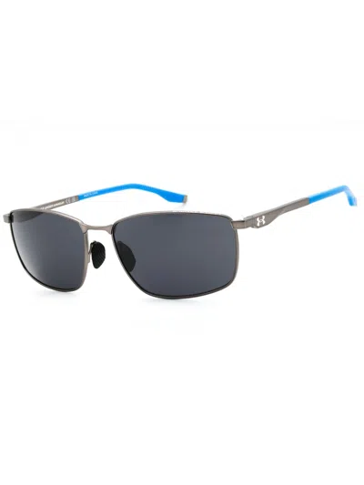 Under Armour Rectangular Metal Men's Sunglasses - Ua Focused/g In 09t9 Ir - Mt Ruth Blue/grey