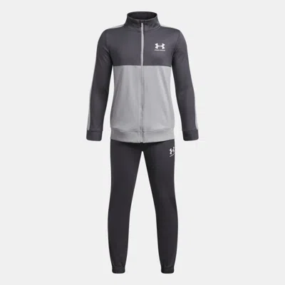 Under Armour Kids' Rival Colourblock Boys' Knit Tracksuit Castlerock In Grey