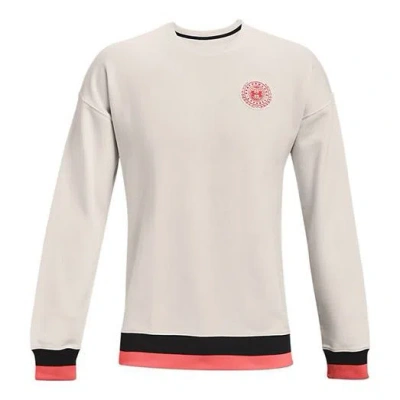 Under Armour Rival Fleece Amp Long Sleeve Sweatshirt 'beige' In White