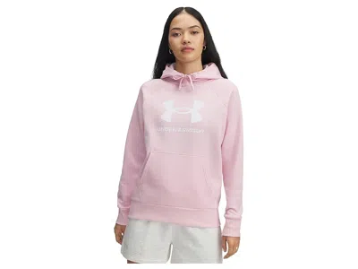 Under Armour Rival Fleece Big Logo Hoodie In Pink