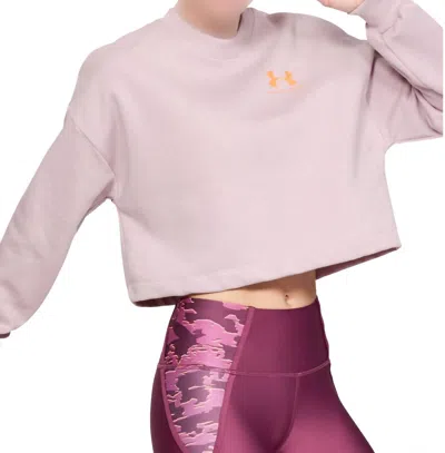 Under Armour Rival Fleece Cropped Sweatshirt In Pink Fog/peach Plasma In Multi