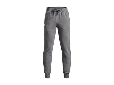 Under Armour Rival Fleece Joggers (big Kids) Boy's Casual Pants Castlerock Light Heather/white: Md (10-12 Big Kid In Black