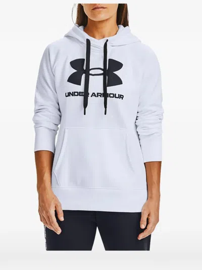 Under Armour Rival Fleece Logo-print Hoodie In White