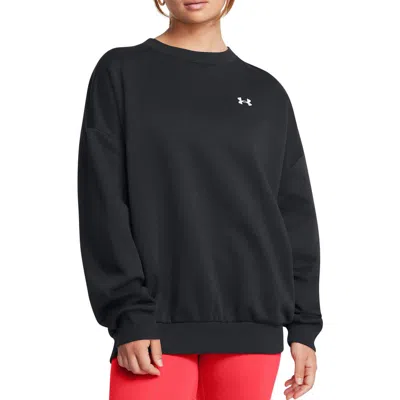 Under Armour Rival Fleece Oversized Crewneck Sweatshirt In Black