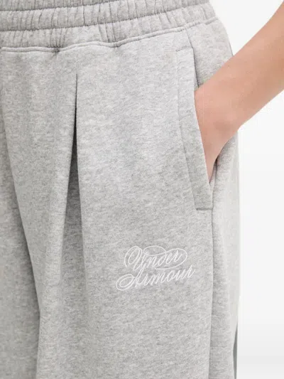 Under Armour Rival Fleece Script Pleated Wide-leg Track Pants In Grau
