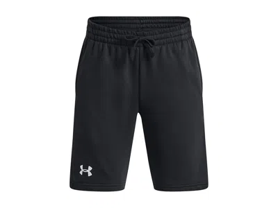 Under Armour Rival Fleece Shorts (big Kids) Boy's Shorts Black/white : Xs (7 Big Kid), Polyester
