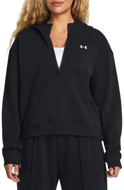 Under Armour Rival Fleece Textured Half-zip Pullover Hoodie In Black