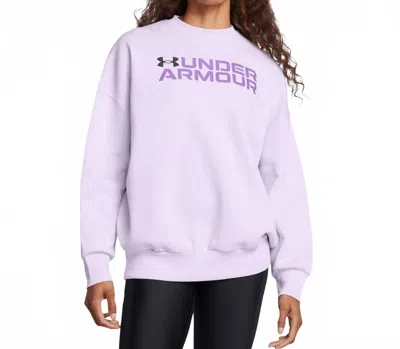 Under Armour Rival Fleece Wordmark Oversized Crew Sweatshirt In Salt Purple