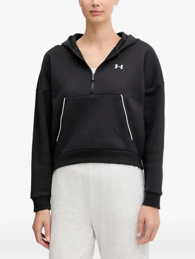 Under Armour Rival Half-zip Logo Hoodie In Black