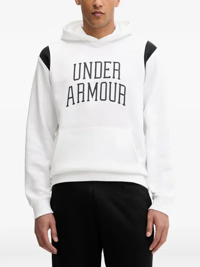 Under Armour Rival Logo-print Panelled Hoodie In White