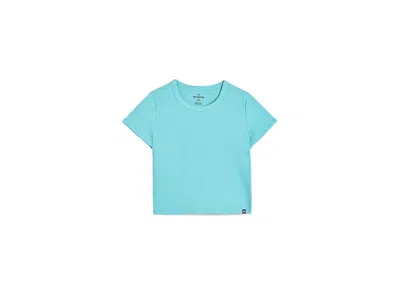 Under Armour Rival Ribbed Shirt Sleeve T-shirt (big Kid) Girl's Clothing Blue Haze/white : Xl (18-20 Big Kid), Po